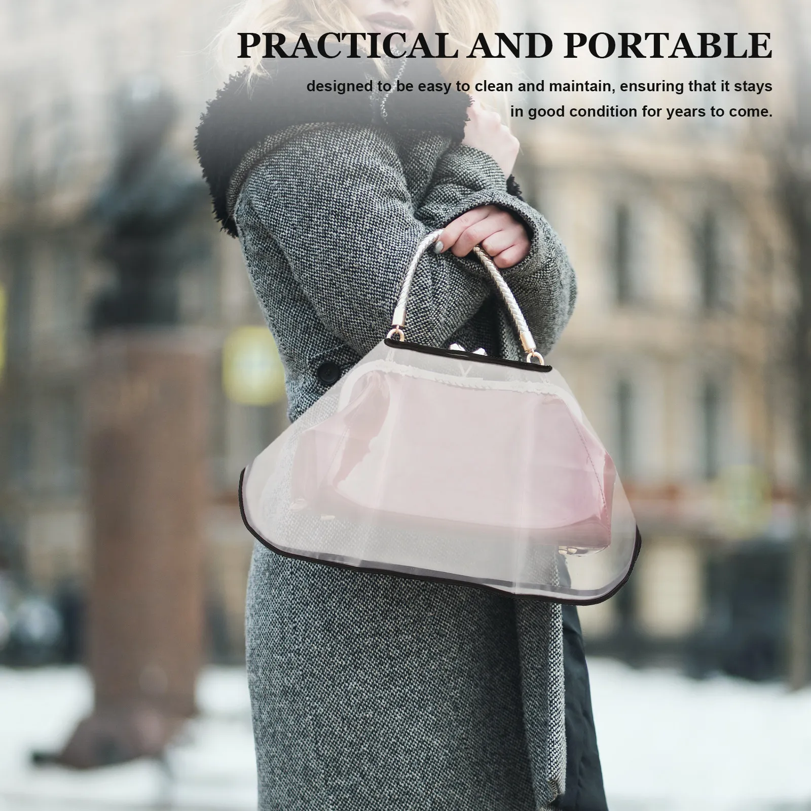 

Rainproof Handbag Cover Compact Lightweight Water Resistant Shield for Handbag Tote Stroll Travel Essential Accessory