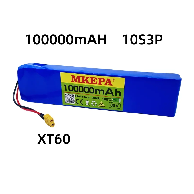 36V 100Ah 18650 Rechargeable Lithium Battery Pack 10S3P 1000W Power Modified Bicycle Scooter Electric Vehicle with BMS