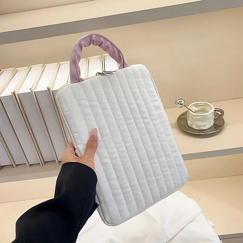

Cute Color Block Handbag Tablet Sleeve Large Capacity Handbag Holiday Gift Laptop Case Storage Bag Commuter Women's Shoulder Bag