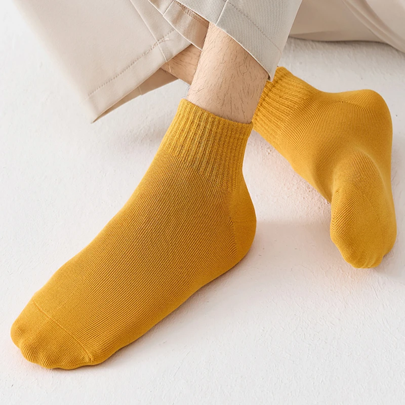 5Pair Men Combed Cotton Socks Short Breathable Odor proof and antibacterial BusinessAutumn and Winter for Male sock High Quality