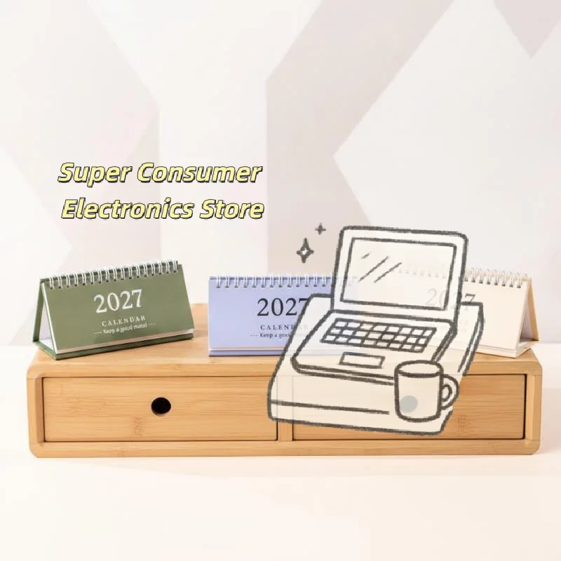 2027 Small Coil Standing Desk Calendar Portable Flip Monthly Planner for Desktop Decor Work Schedule Tracking