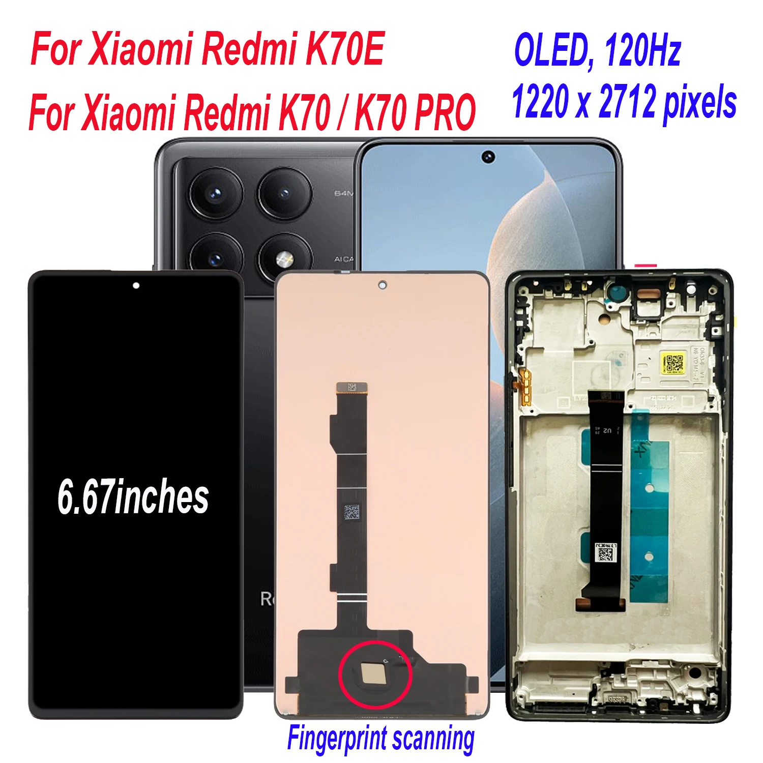 

120 Гц OLED ЖК-дисплей сенсорный экран дигитайзер в сборе для Xiaomi Redmi K70 PRO K70E