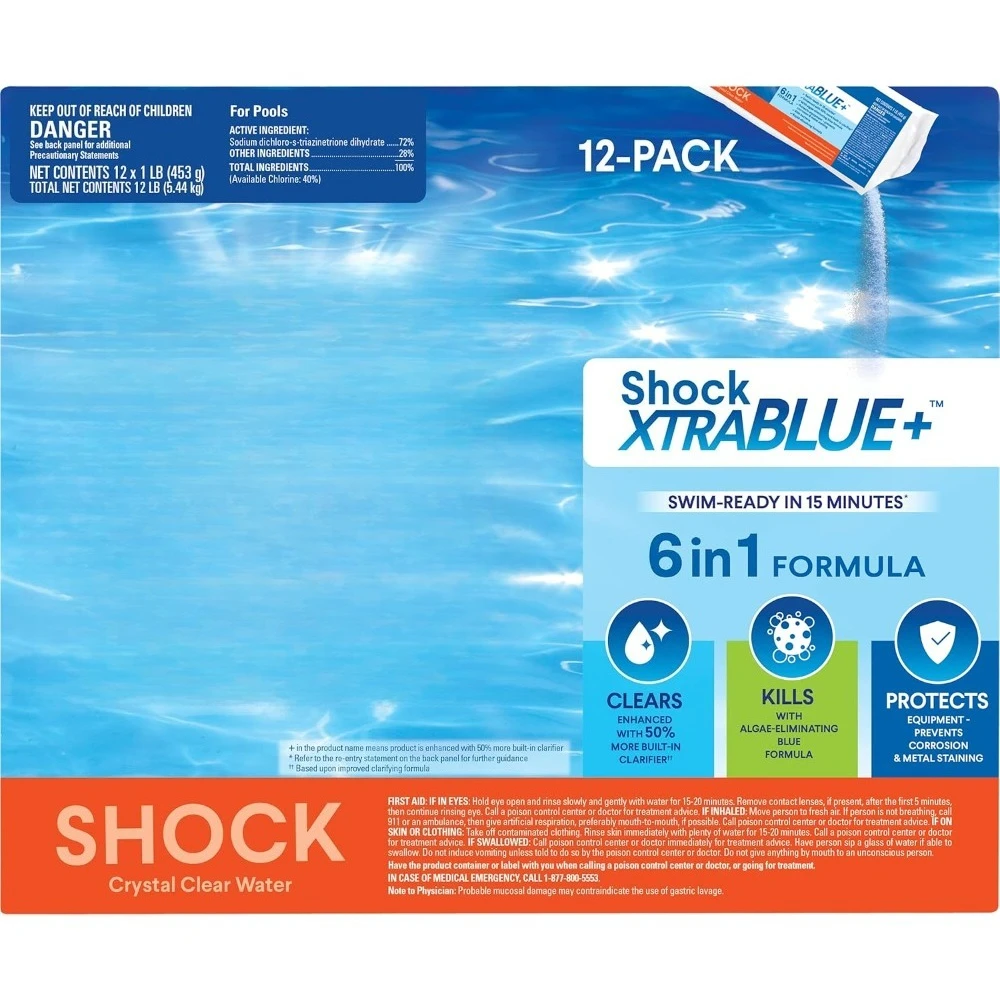 El tratamiento de choque para piscina Spa mata bacterias y algas, natación de acción rápida lista en 15 minutos, paquete de 12