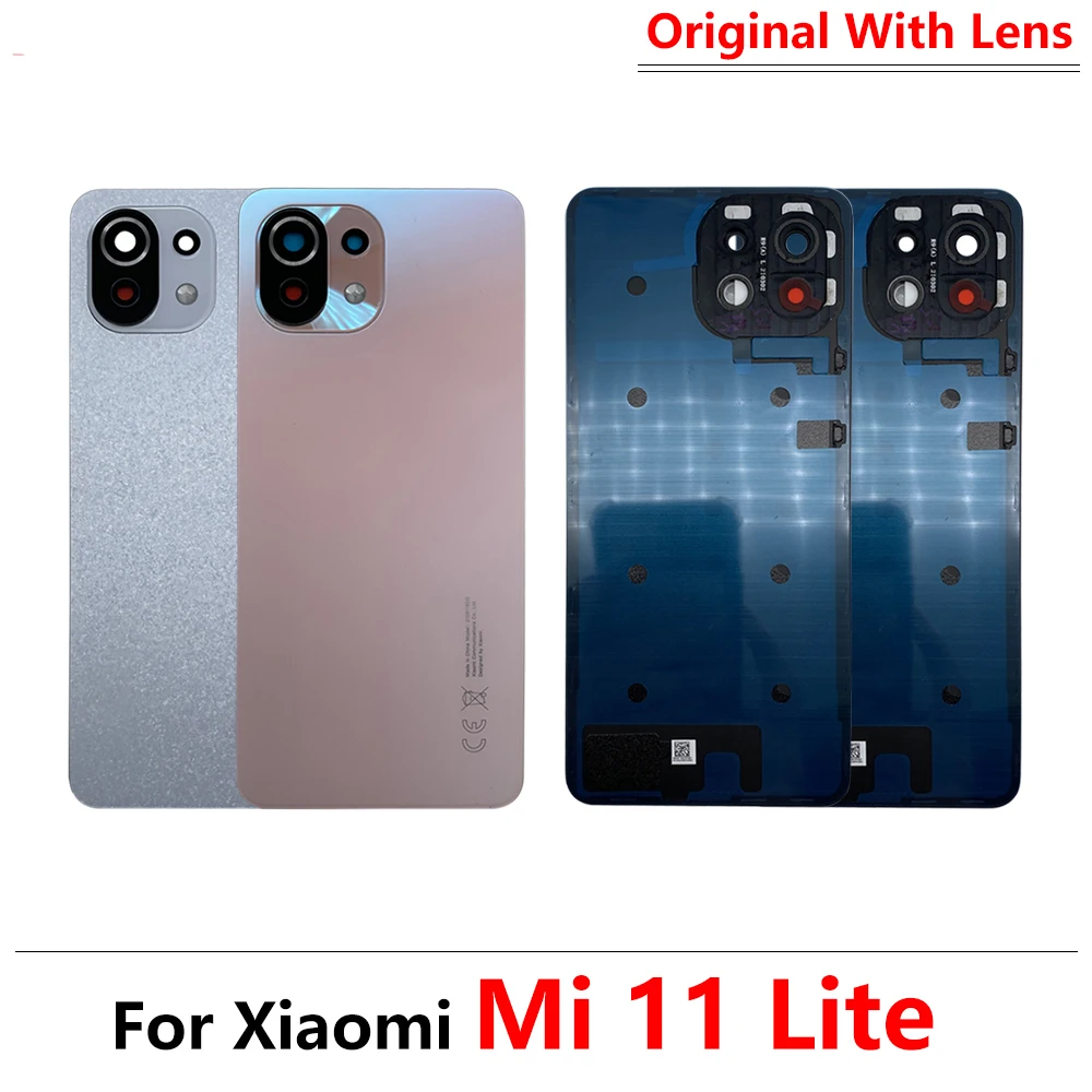 100% Original Back Glass Rear Cover For Xiaomi Mi 11 Lite 5G Battery Door Housing Battery back cover With Glue Sticker With LOGO