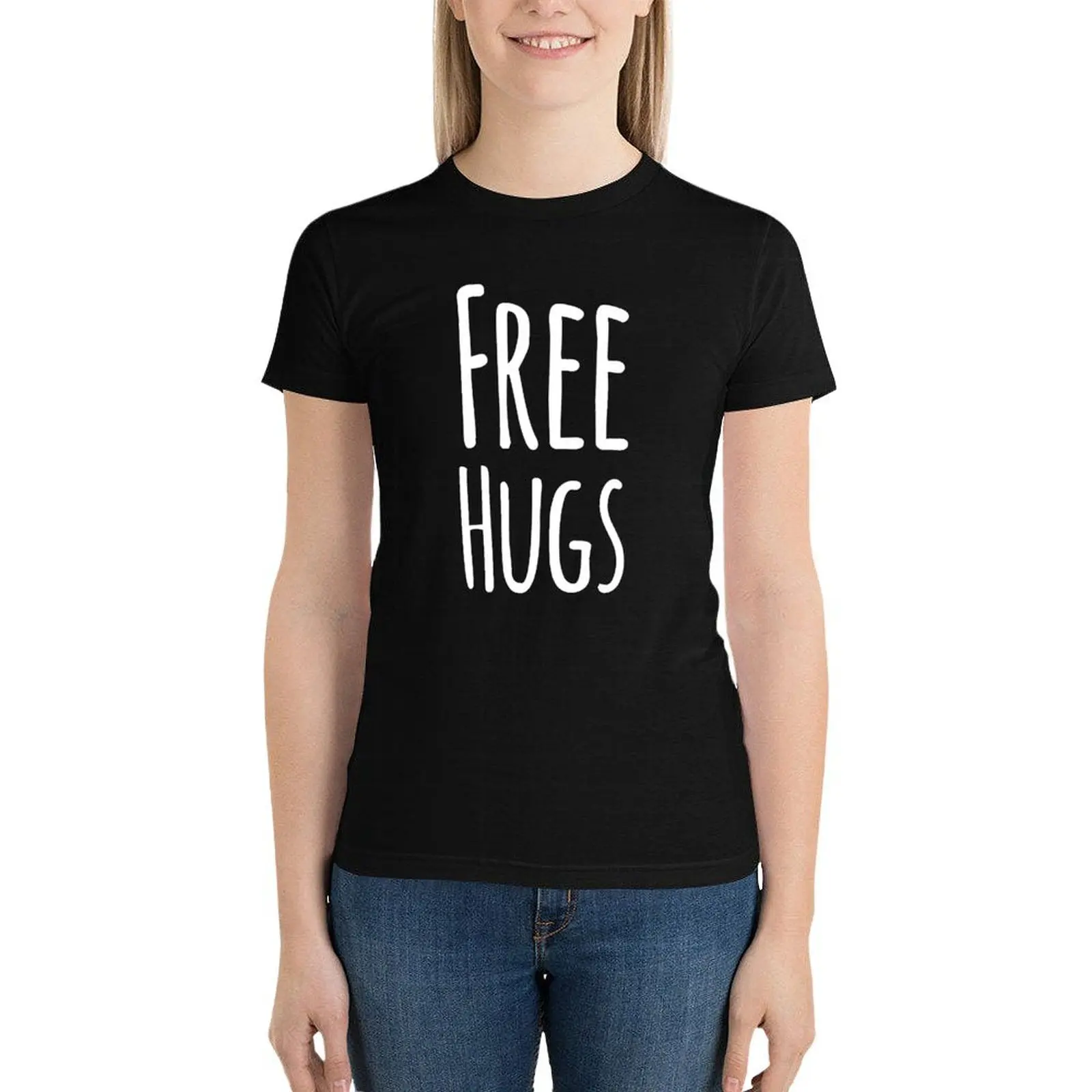 

Free hugs T-Shirt vintage clothes lady clothes kawaii clothes Aesthetic clothing t-shirts for Women loose fit