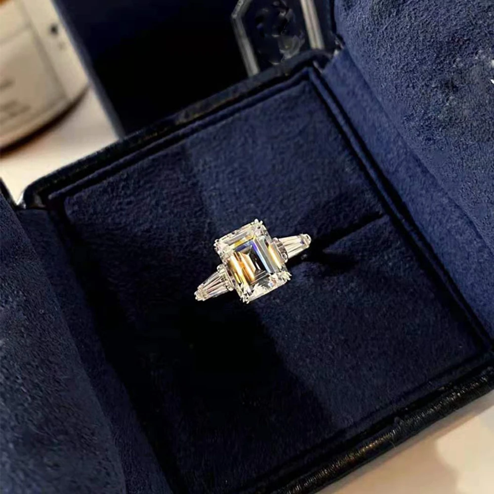 WUIHA Classsic 100% 925 Sterling Silver Emerald Cut 3CT Lab Sapphire Gems Wedding Engagement Ring Fine Jewelry Anniversary Gifts image 5