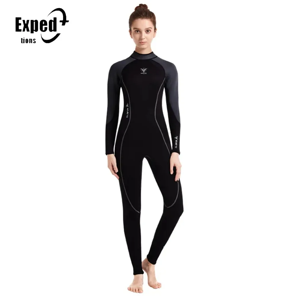 Winter Swimming Surfing Diving Suit Women Long Sleeves Cold Proof Ladies Swimsuit 3MM Neoprene Wetsuit One-piece Warm Snorkeling