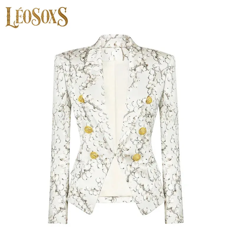 

LEOSOXS High Quality Spring And Autumn Printed Long Sleeved Slim Fitting Temperament Commuting Fashionable Women's Suit Jacket
