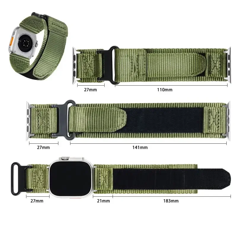 Correa de reloj de nailon para deportes al aire libre, correas de reloj para Apple Watch Series 9 Ultra 8 7 6 5 4 SE 42mm 49mm, correa de muñeca para IWatch Gym