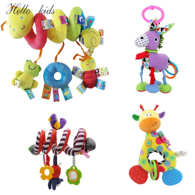 

New Hanging Spiral Rattle Stroller Cute Animals Crib Mobile Bed Baby Toys 0-12 Months Newborn Educational Toy for Children