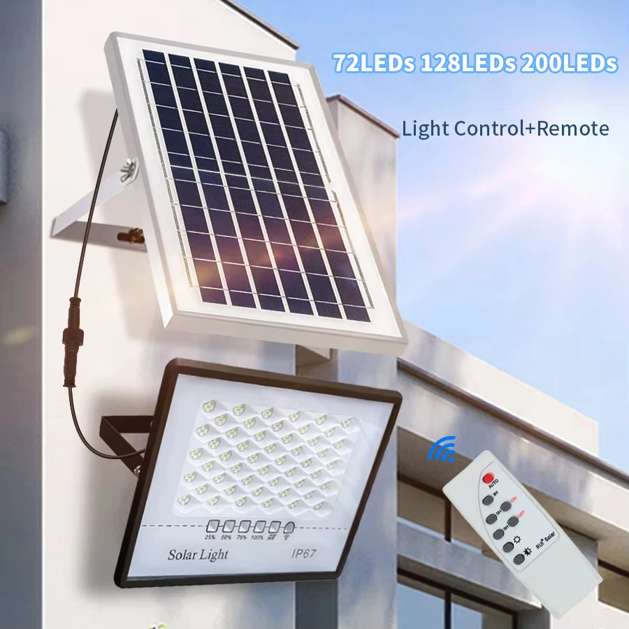 LED 태양광 램프 야외 방수 스포트라이트 태양광 조명 리모컨 태양광 투광등 벽 가로등 정원등 햇빛