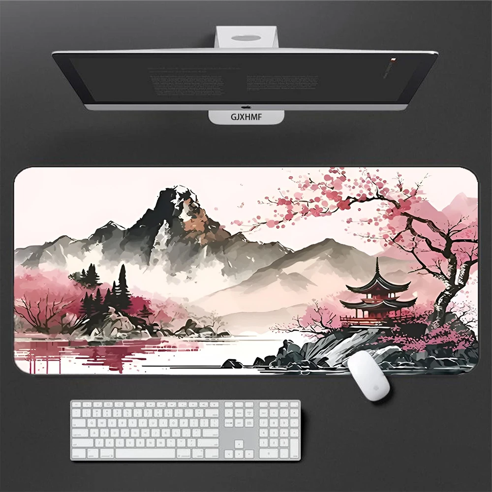 

Mount Fuji Desk Mat Japanese Sakura Blossom XL Mouse Pad Laptop Office Computodora Gamer Accessories Gaming Mats Ink Pad Deskmat