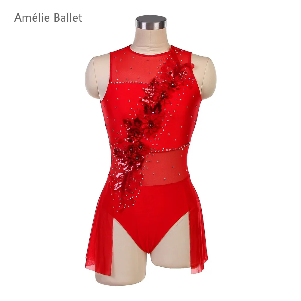 

25160 New Ballet Costume Red Spandex Bodice Ballet Dress Adult Girls Ballet & Lyrical & Contemporary Dance Costumes