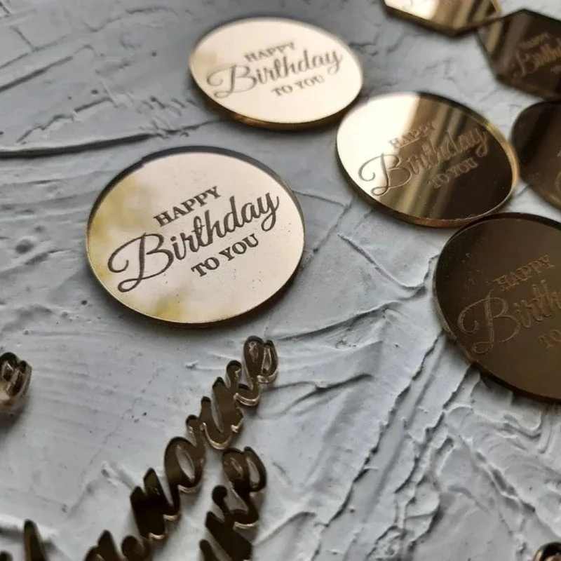 10 Stücke Gold Geburtstag Party Kuchen Dekoration Acryl Runde Kuchen Topper Alles Gute Zum Geburtstag Geschenk Dekor Cupcake Dessert Zubehör Werkzeuge – Detail 8