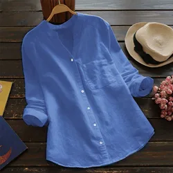 Cotton Linen Blouse Button Shirt Long Sleeve Solid Color Blouses Women Tops And Blouses Office Lady Women's Blouse Blusas 2023