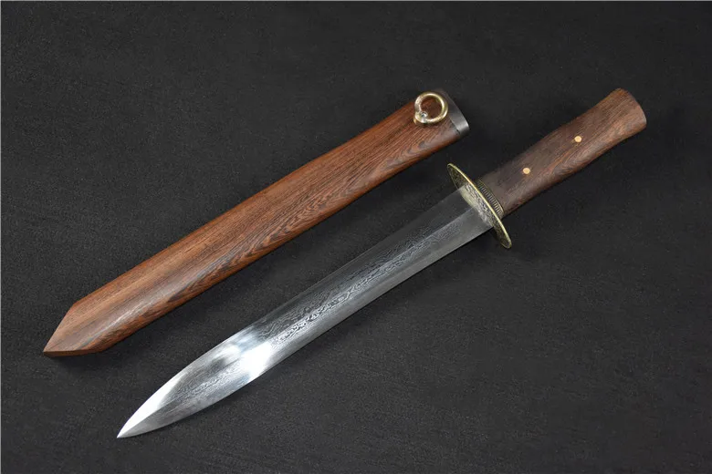 51 cm Damascus steel Medieval Viking European Short Sword combat Ready to train sharp weapons Fighting Wooden handle katana