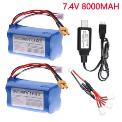 Akumulator litowo-jonowy 7.4V 8000mAh z wtyczką XT30 dla HUINA 1580 1583 550 582 1/14 RC akcesoria do koparka budowlana elektrycznych