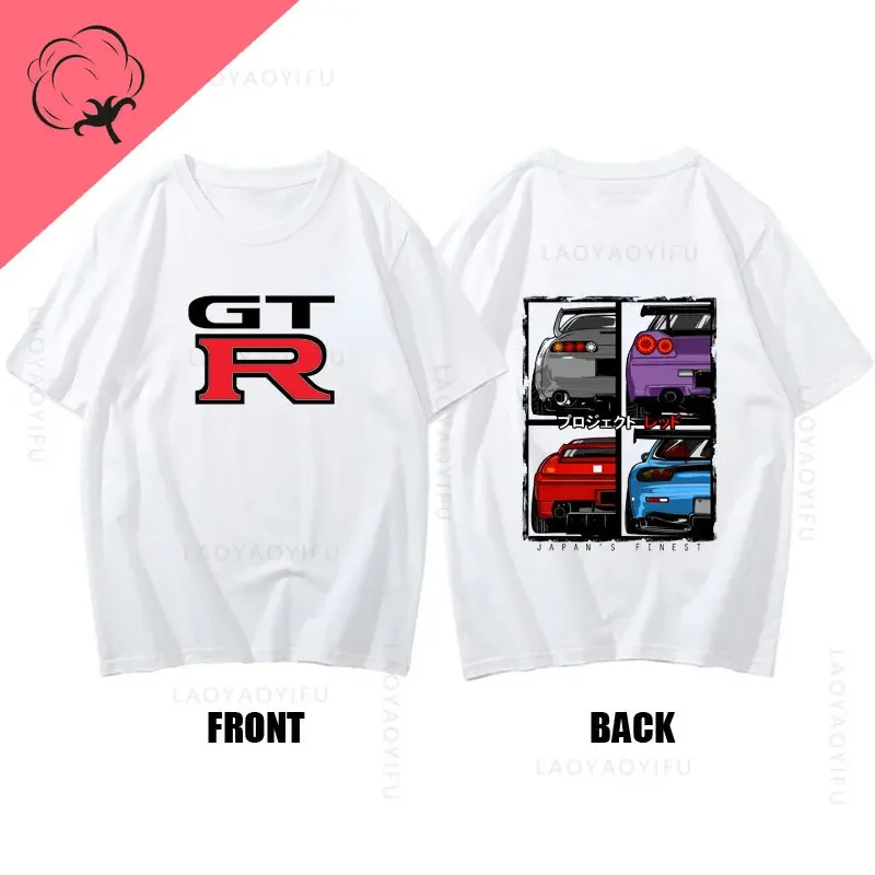 Initial D GTR Skyline R34 Harajuku Fashion Car 100%Cotton Pattern Tshirts Mens streetwear Clothes Print Summer Short Sleeve Tee