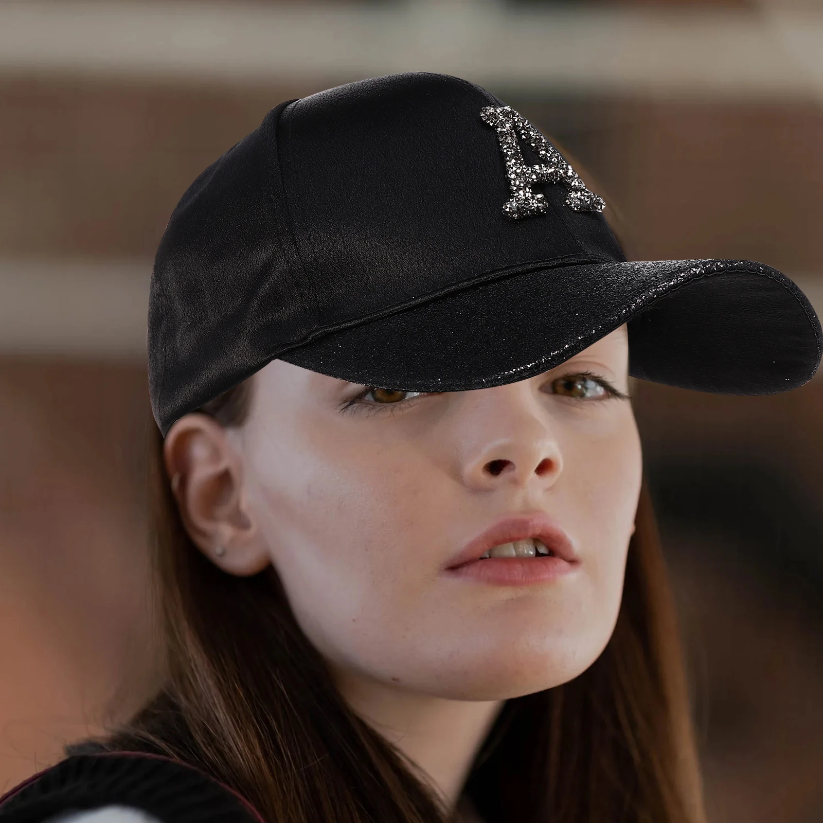 

1pc Bright Diamond Alphabet Premium Cotton Polyester Peaked Cap Sun for Women Glitter Outdoor Travel Summer Hat Student