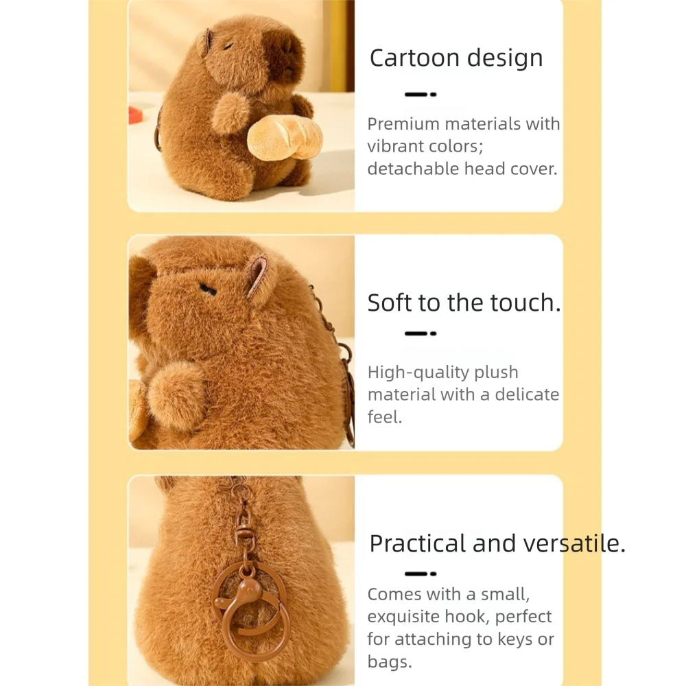 هدية عيد ميلاد لطيف كابيبارا المفاتيح الحيوانات المحشوة محاكاة كابيبارا مفتاح قلادة حقيبة بنقوش كرتونية دمية معلقة مجوهرات هدية