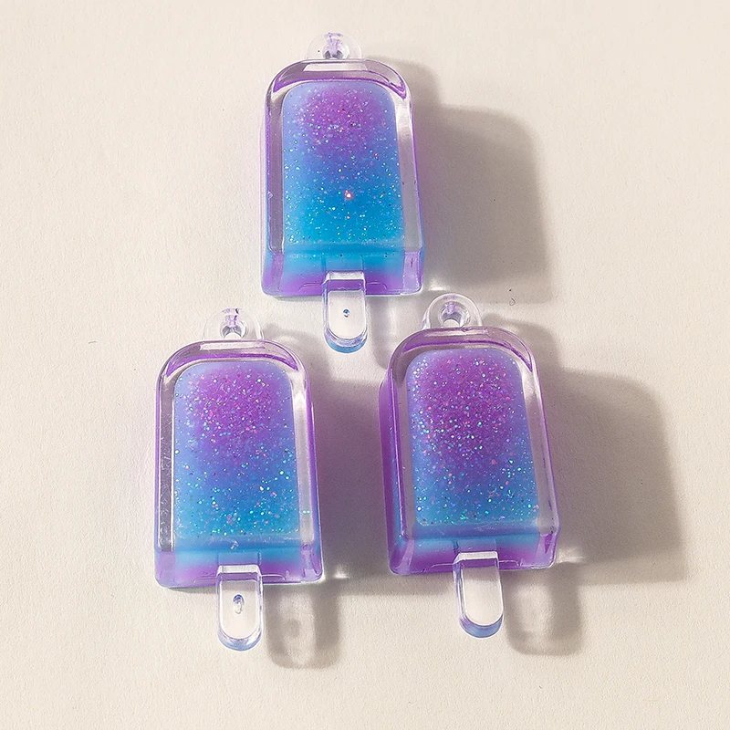 Leslie 10 Stück Harz-Charms in Farbverlauf-Optik, Eiscreme-Popsicle-Design, für Ohrringe, Halsketten, Anhänger, DIY-Schmuckherstellung, Zubehör – Detail 7