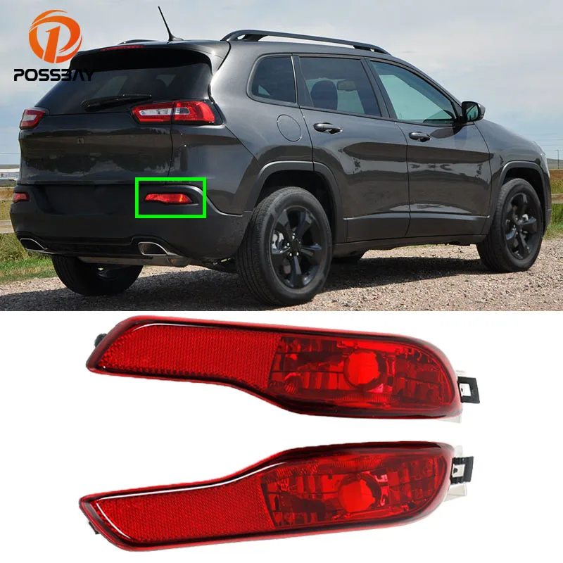 Car Rear Bumper Lights Housing Without Lamp Bulb Red Reflective Lamp for Jeep Cherokee 2014 2015 2016 2017 2018 Auto Accessories