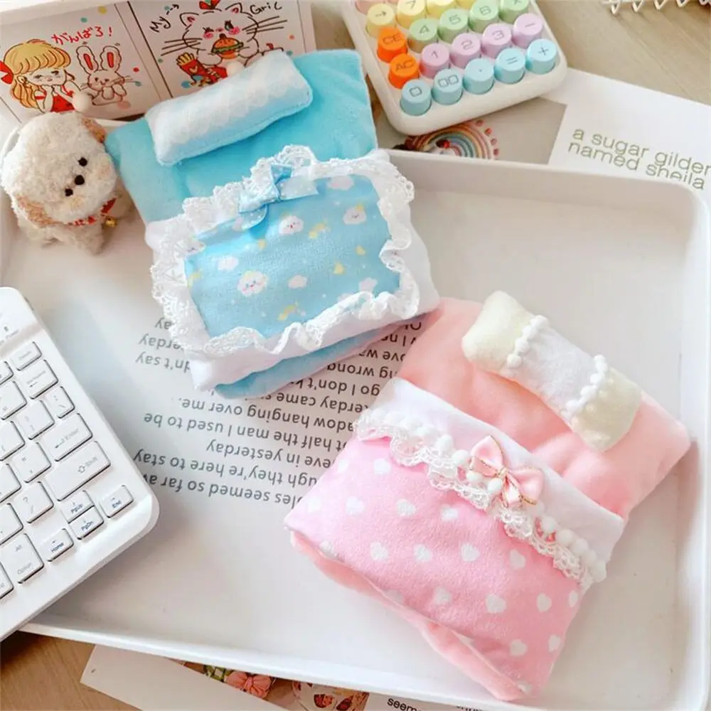 10cm Doll Sleeping Bag Pink Blue Accessories Mini Mattress Pillow Quilt Playing House Toy Doll Bedding Pillow