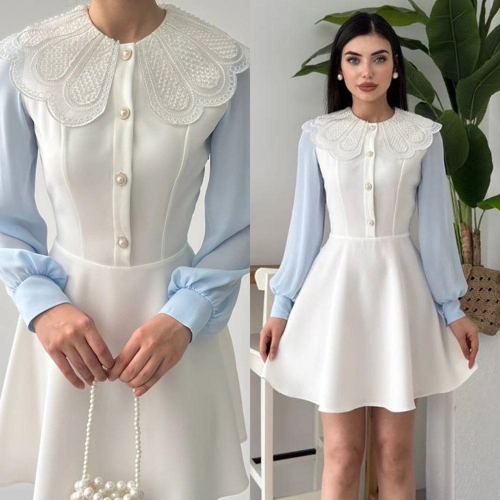 맞춤형 A라인 크루넥 우아한 분위기의 이브닝 드레스 패션 고급 셀럽 가운 섬세한 클래식 파티 드레스