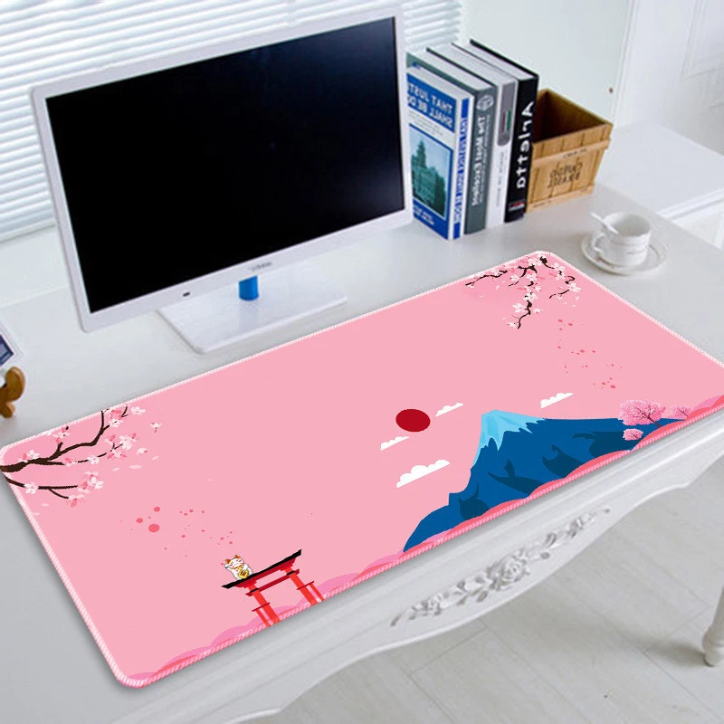 

Fuji Cherry Blossom Pink Mouse Pad for Computer Laptop Thicken Locking Edge Non-slip Rubber Keyboard Pad Desktop Mat