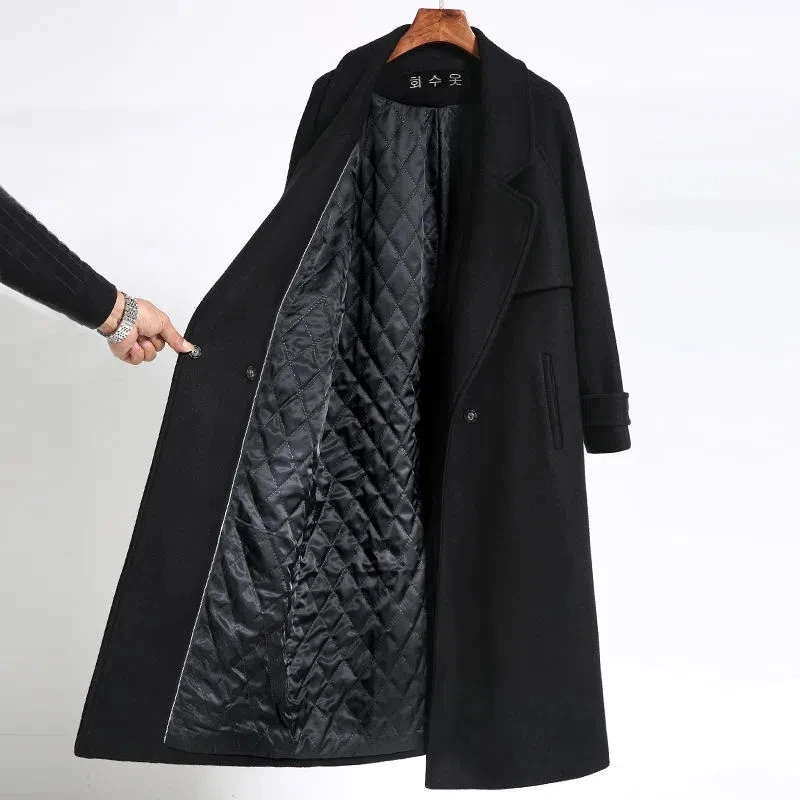 Black Woolen Jacket Women\'s New Popular With belt High-end Double-sided Cashmere Overcoat Autumn And Winter Thickening Wool Coat