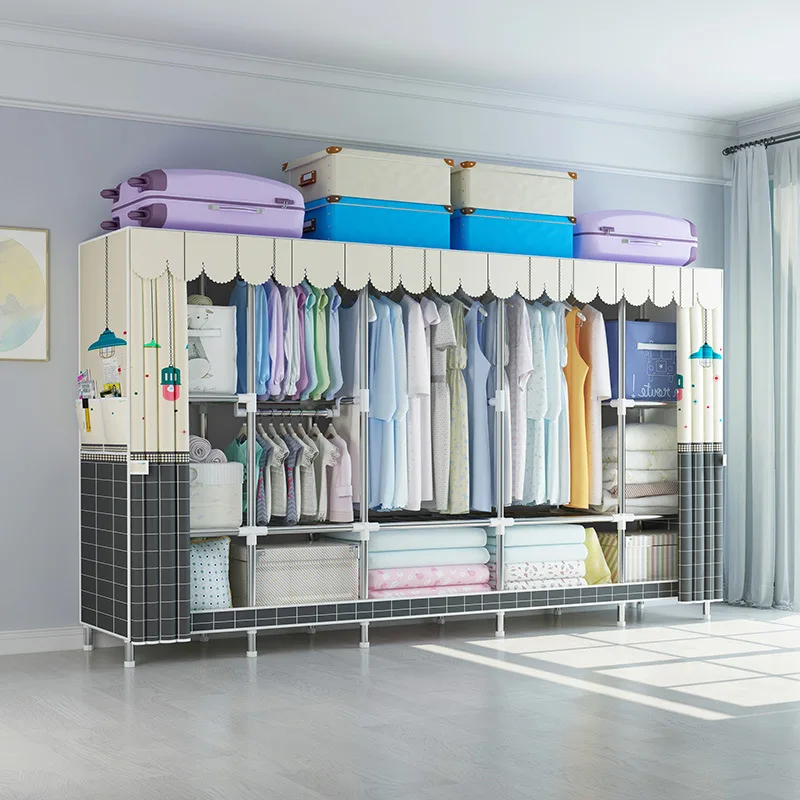thickened-steel-frame-portable-closet-simple-fabric-art-car-cover-durable-disassembly-hanging-clothes-outdoor-leisure-furniture