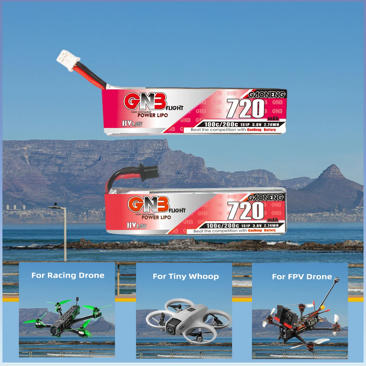 Yuct gnb 1s lipo bateria lihv 3.8v ph2.0 100c/max 200c para minúsculo whoop 3.7v bateria de lítio para fpv drone quadcopter corrida drone