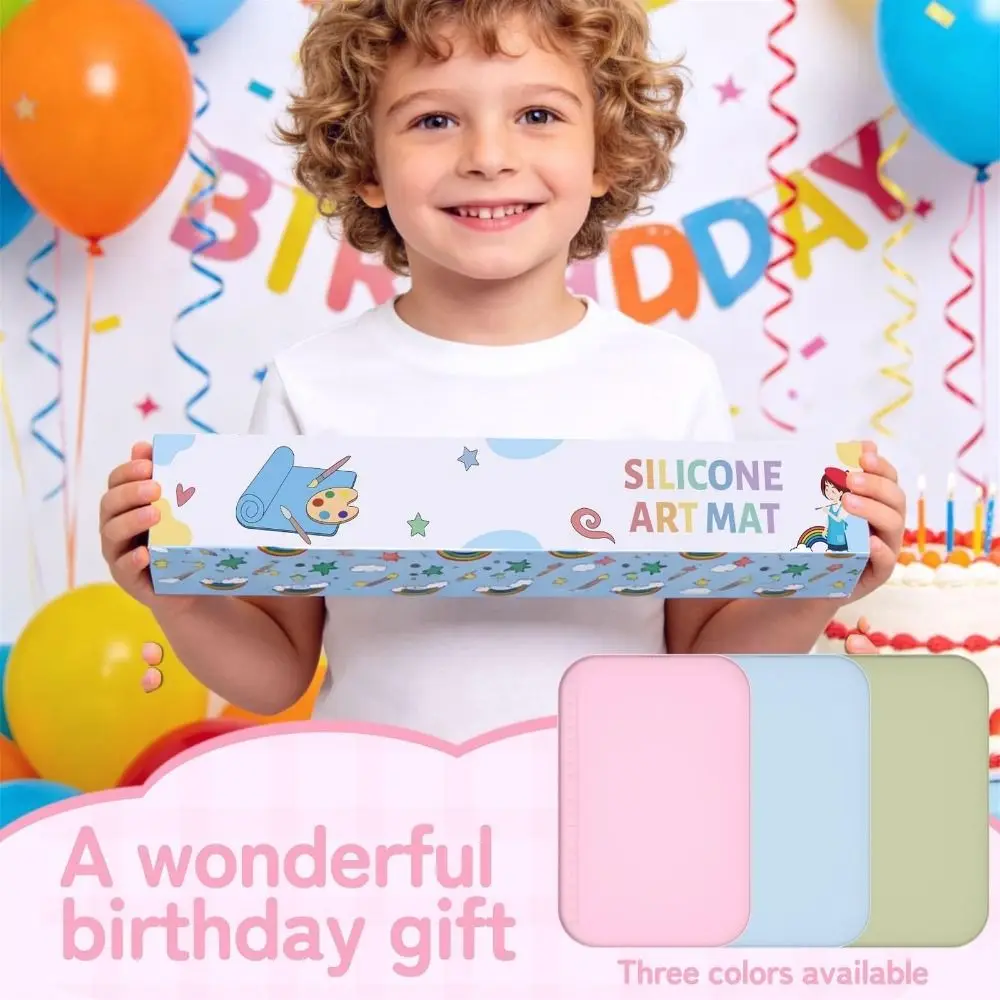 Silicone Painting Mat Non-Slip Leak-Proof DIY Craft Tray Reusable with Raised Sides Graffiti Clay Art Pad