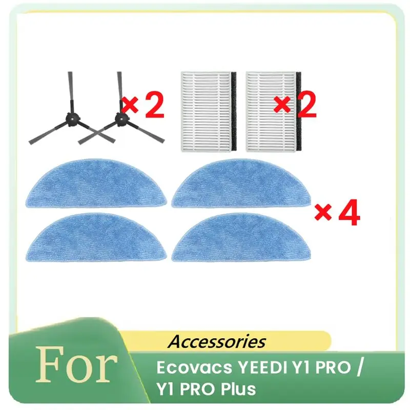 

Комплект из 8 предметов для робота-пылесоса Ecovacs YEEDI Y1 PRO / Y1 PRO Plus: сменные фильтры, боковые щетки, салфетки