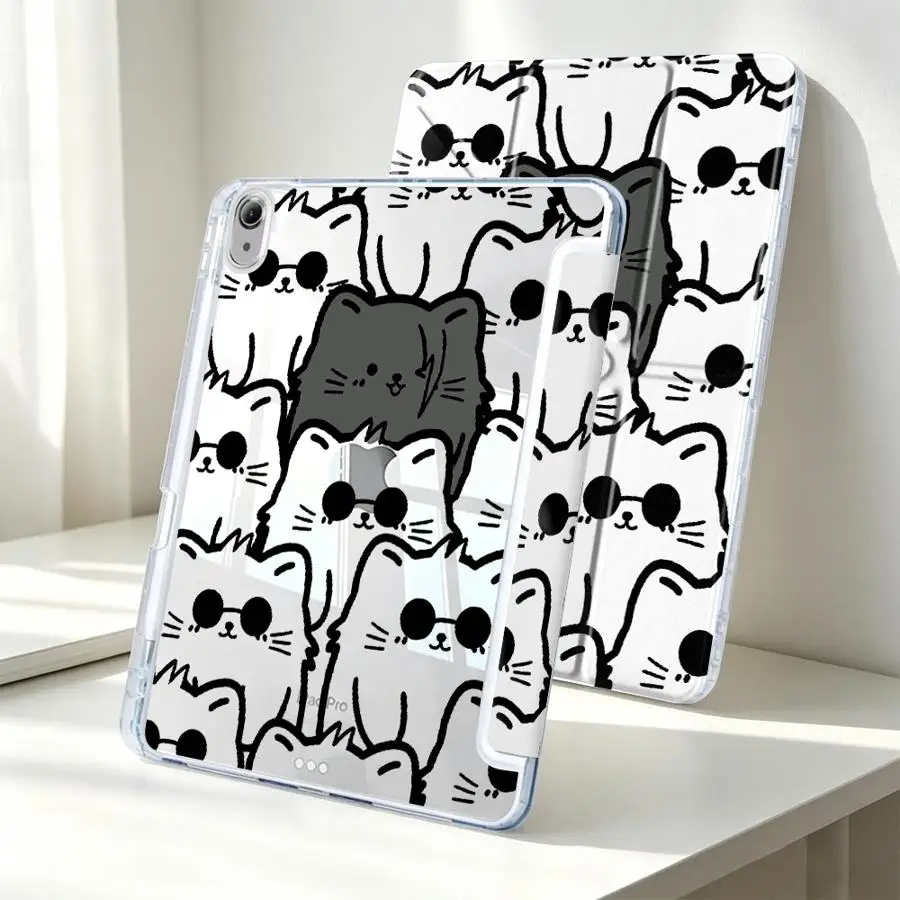 With Pen Slot Cover Tablet Case For Samsung Galaxy Tab A11 A8 S10 Lite S9 Plus S8 A9 Plus S7 FE Cartoon Cool Cat