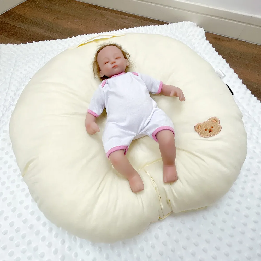 Ins Nordic Portable Baby Bed Ramp Pad Thickened Anti-spitting Milk Round Mat Baby Crawling Pad Cushion Feeding Pillow Photo Prop