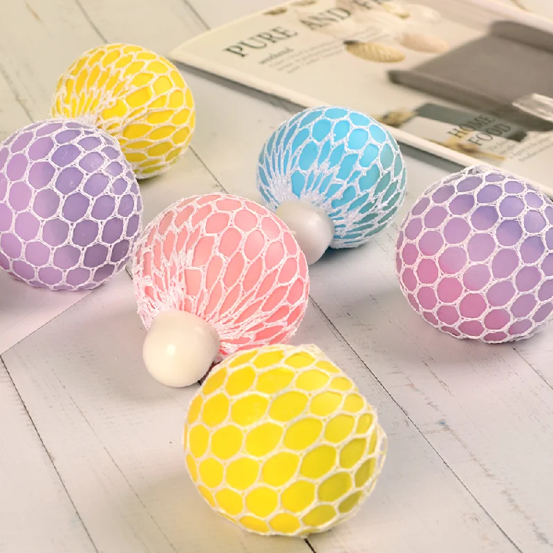 2024 New 6CM Colored Flour Grape Ball Tennis Ball Decompression Squeeze Fingertip Toy TPR Wet Soft Pressure Ball Adult Kids Gift