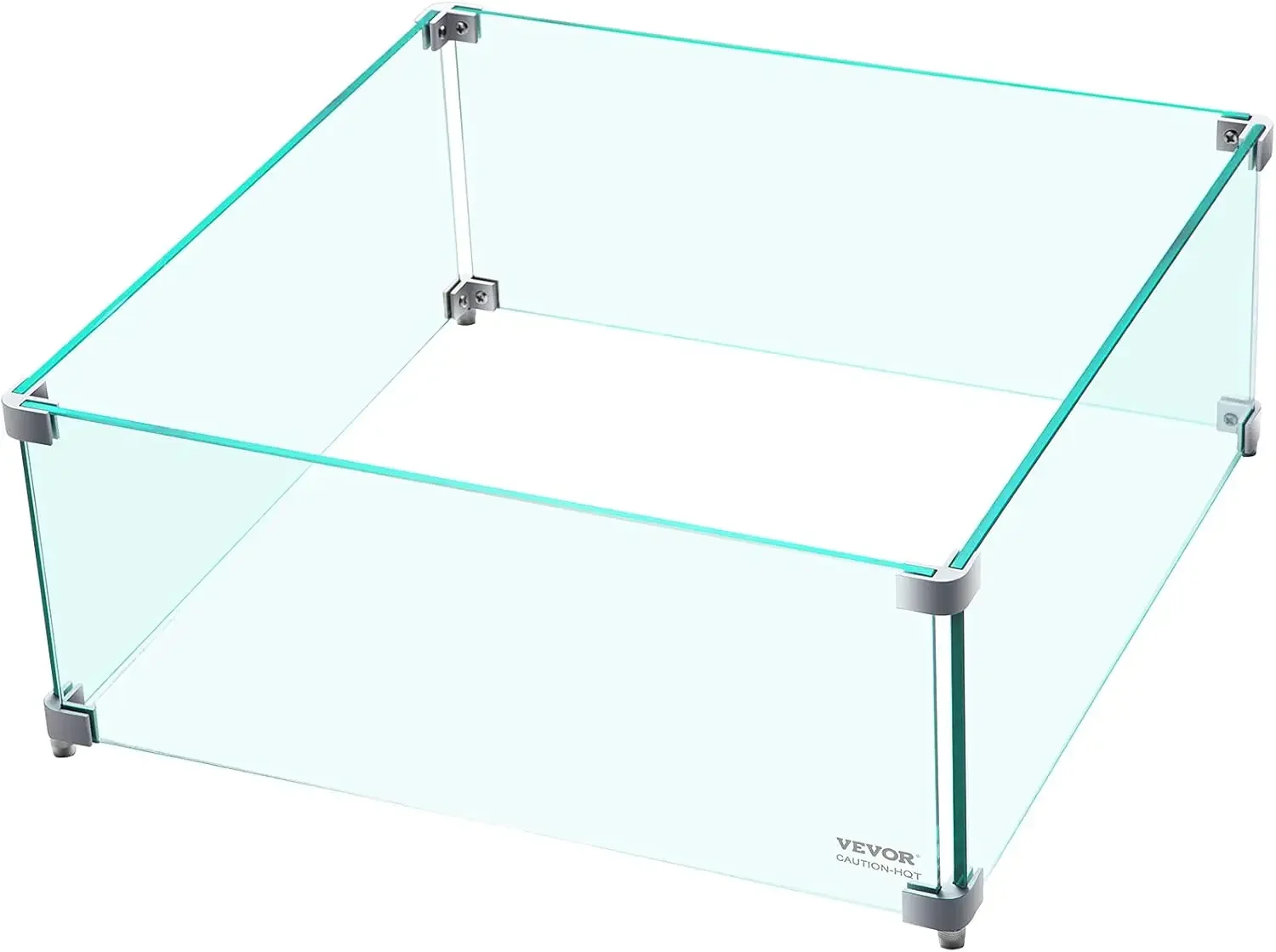 Fire Pit Wind Guard, 14 x 14 x 6 Inch Glass Wind Guard, Rectangular Glass Shield, 0.3