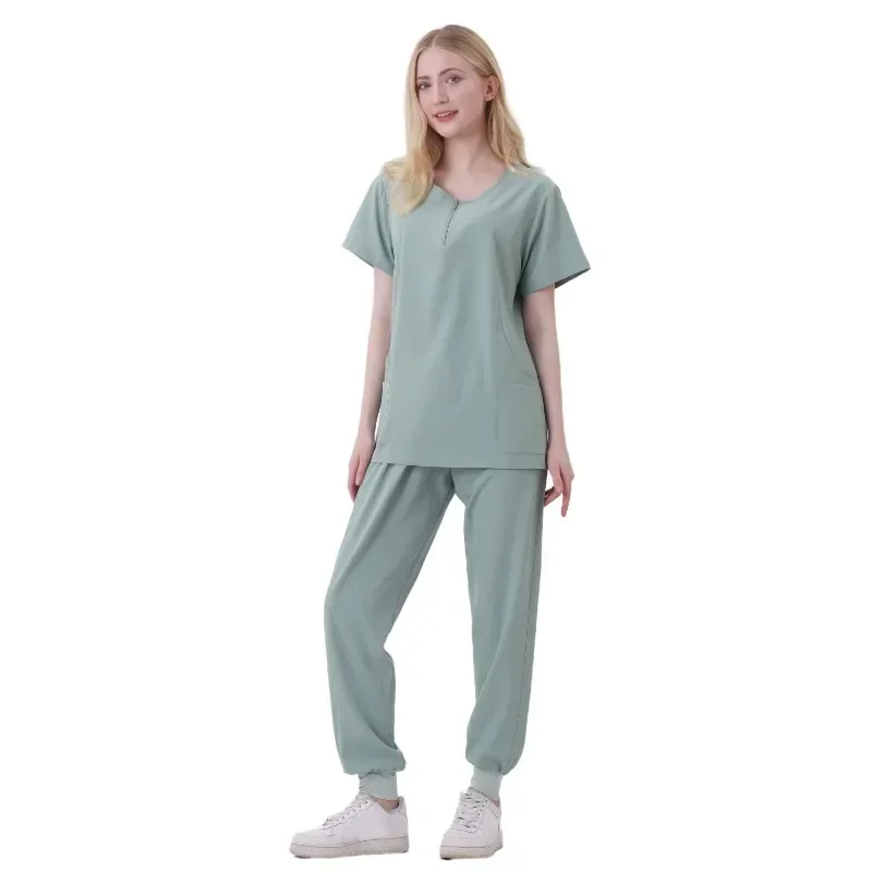 Multicolor Scrubs Uniform Short Sleeve Tops+Pants Nursing Uniform Women Pet Shop Doctor Scrub Medical Surgery Workwear Scrub Set