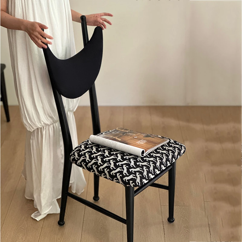 Armless Pattern Dining Chair Lounge Velvet Fancy Occasional Waiting Chair Balcony Restaurant Sillas Para Comedor Home Furniture