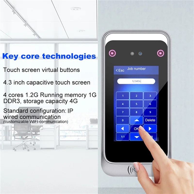 TCP/IP Wifi Dynamic Facial Face Recognition Time Attendance Access Control Machine Card Reader Empolyee Recorder System-N33R