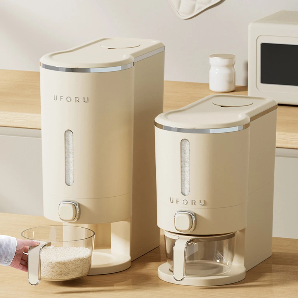 

Grain Dispenser Container Easy Access And Efficient Organization For Grains Rice Dispenser Container Cream white（10kg）
