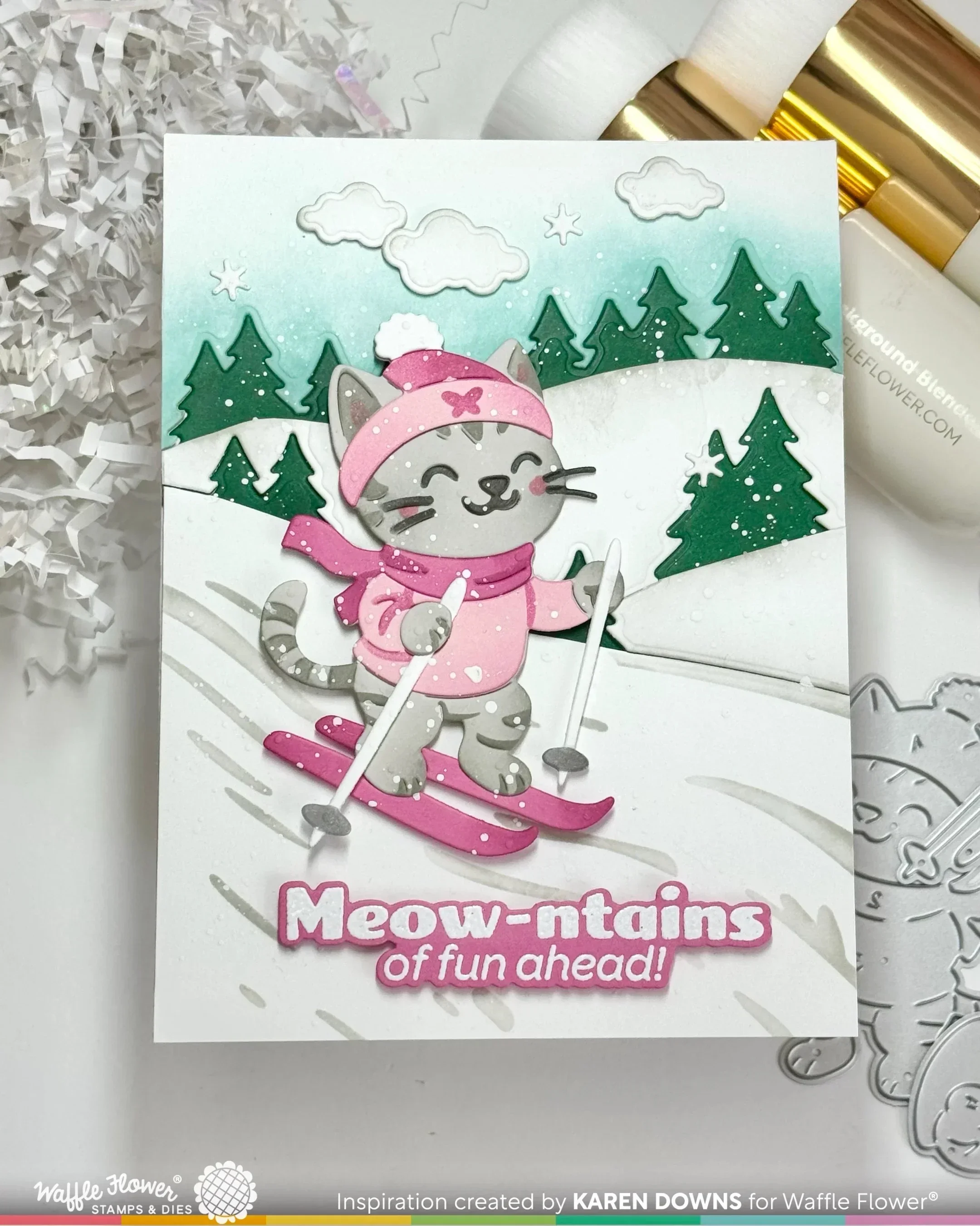 القط والثلج ل يموت سجل القصاصات مذكرات الديكور الاستنسل النقش قالب DIY بها بنفسك بطاقات المعايدة اليدوية الهراء زهرة التلال الثلجية #3