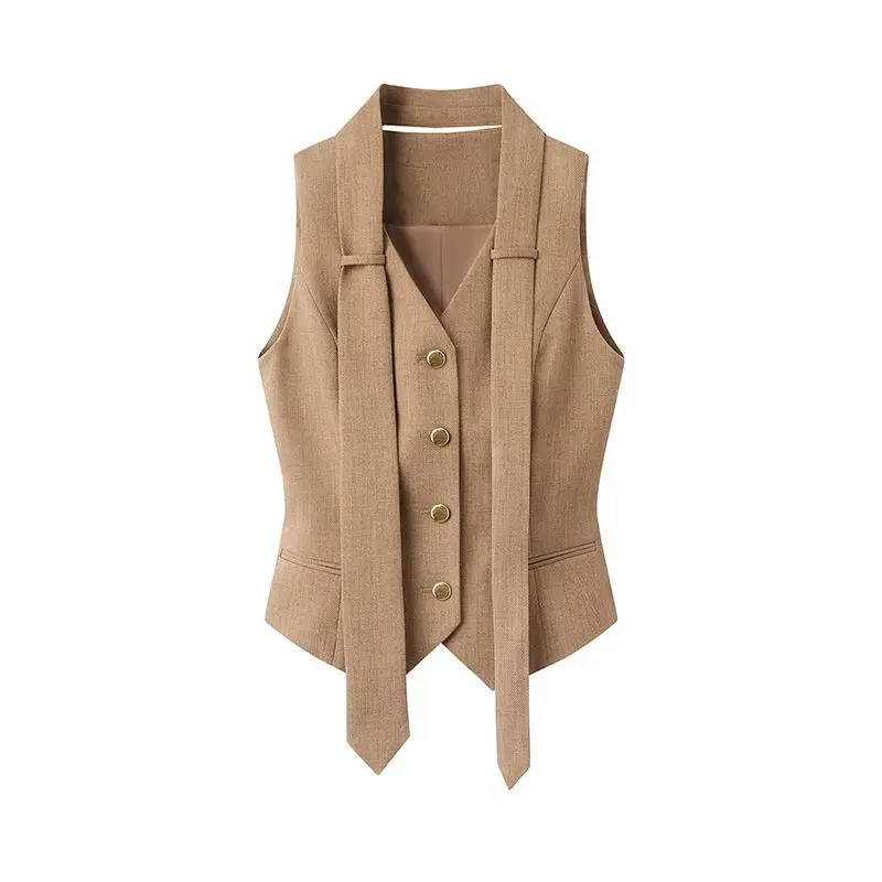 Women's Suit Vest Coat 2026 Spring Summer High-quality Stitching Ladies Vest Leisure Korean Version Lady Waistcoat