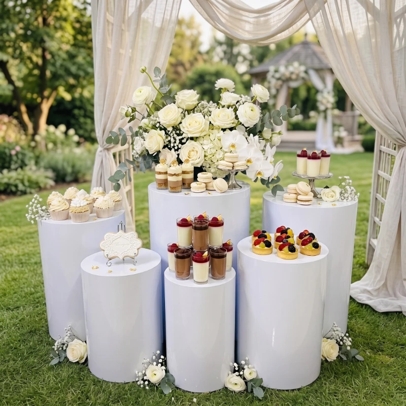 8PCS Feast Buffet Dessert Cake Stand Cylinder Round Table Centerpieces Holder Wedding Flower Decoration Fruit Drinks Rack