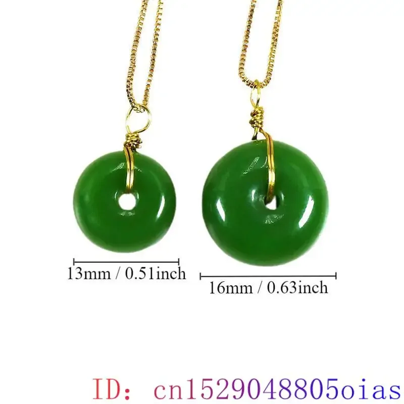 Real Hetian Jade Donut Pendant 18K Gold Plated Necklace Natural Jewelry Charm Gemstone Carved Talismans Energy Chain Choker Gift