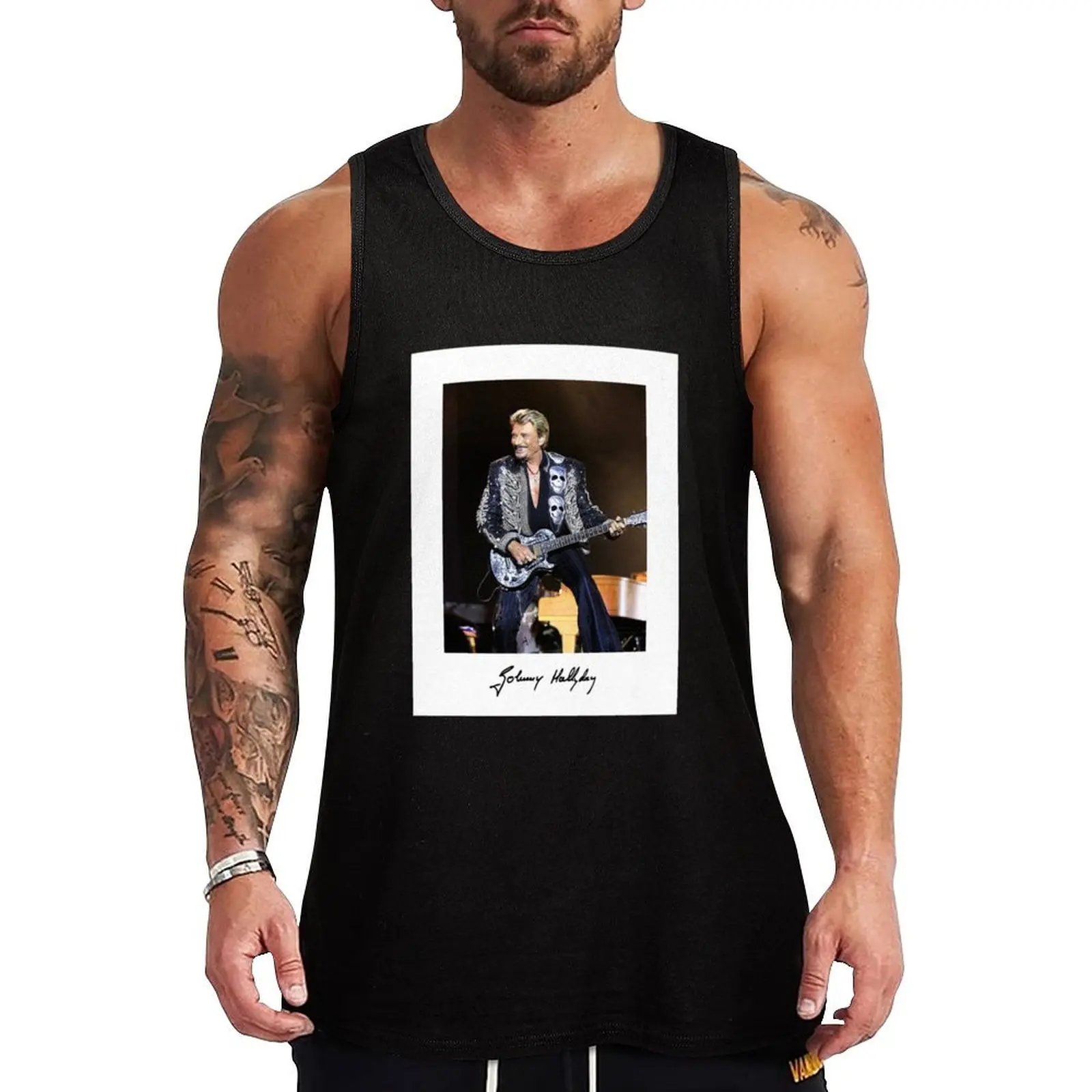 Johnny Hallyday - Portrait couleur classique Tank Top Bodybuilding shirt bodybuilding for men sleeveless gym shirts male Gym man