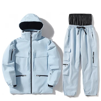 スキー服女性のセット男性の冬の屋外防風防水暖かいスキージャケットシングルダブルボードスキースーツ新モデル