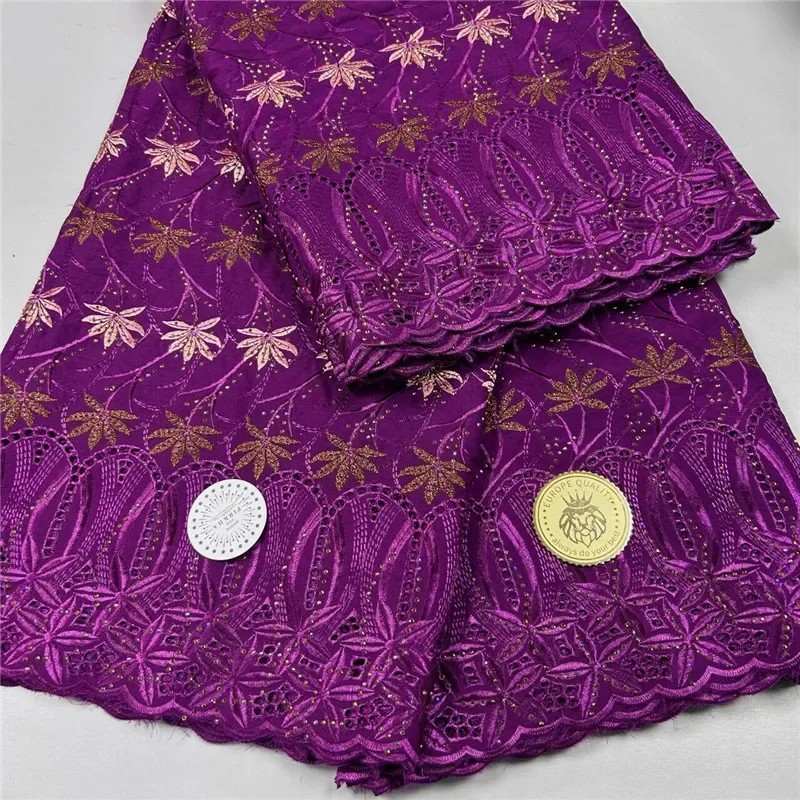 Swiss Voile Lace Fabric, Dry Lace Embroidery, African, 100% Cotton, Dubai Style, 4L013101, 5 Yard