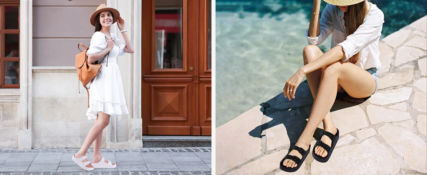 Smile Damen Sommer Bequeme Schaumstoff-Hausschuhe Plateau-Sandalen mit Fußgewölbeunterstützung Slides Verstellbare Schnalle Sommer-Strandsandalen – Detail 27